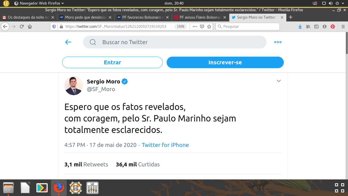 Moro defende que “os fatos revelados com coragem sejam totalmente esclarecidos