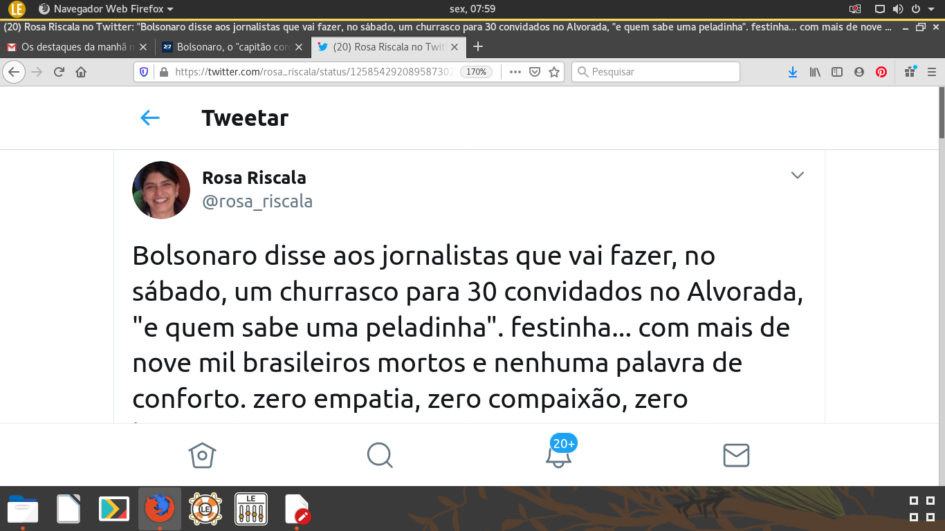 Veja Twittter de Rosa Riscala